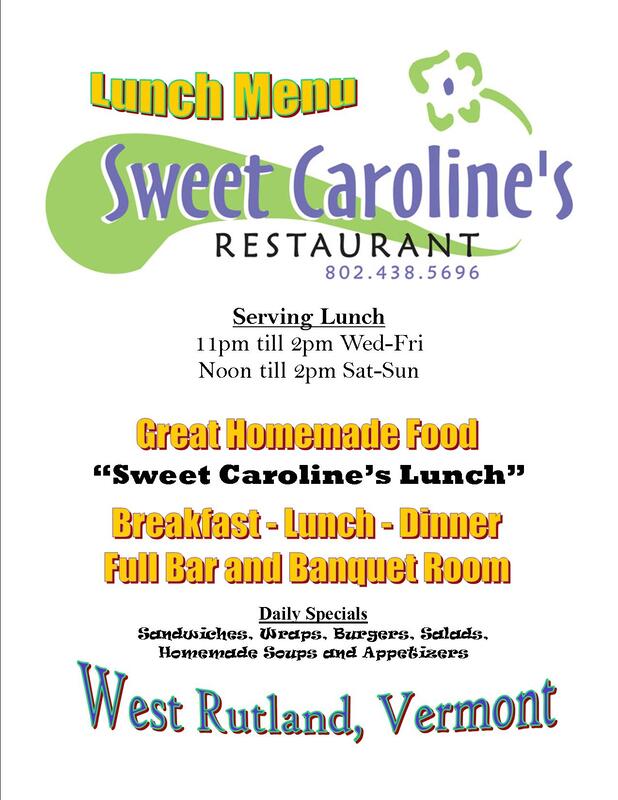 Sweet carolines menu